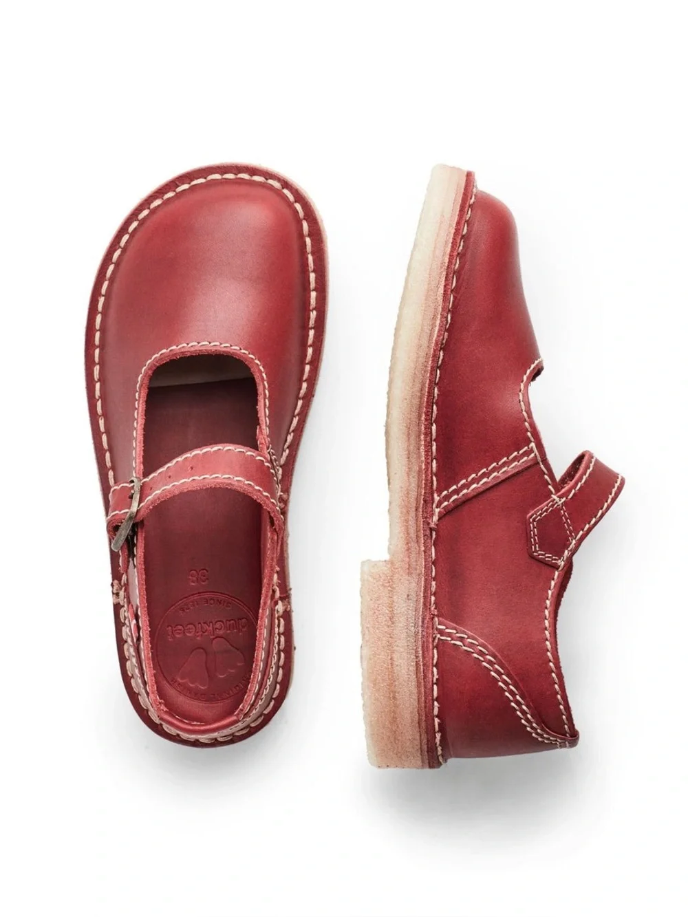 Duckfeet HIMMERLAND GRANATE Red Leather Mary Janes Size 39